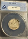 1875 S 20 Cent   Au55 Old Anacs Holder  Great  Toning  Under Graded Beauty