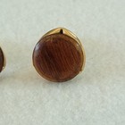 Vintage Wood Cufflinks Cuff Links Gold Tone Round Mid-century Men s Formal