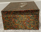 Vintage Paisley Sewing Box Case W  Singer Sewing Notions Thread Scissors Needles