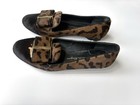 Salvatore Ferragamo Women   s Animal Print Leather Loafer Flats Brown black 7 5