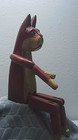 Vintage Handcrafted Wooden Jointed Cat Doll     Red   Tan Folk Art Figure 15   