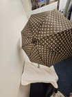 Vintage Louis Vuitton Brown Monogram Parasol Umbrella With Marbled Resin Handle 