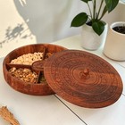 Hand Carved Wooden Dry Fruit Box With Lid  Rustic Spice Organizer  Farmhouse Kit