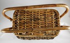 Vintage Wicker Rattan Hinge Lid Basket 6 x11 x6   W  Pair Of Handles  Euc