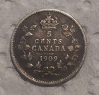 1909 Canada Edward Vii   5 Cents Pointed Leaves Variety  - Sterling Silver Coin