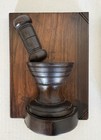 Vintage Mortar And Pestle Carved Wood Bookends Pharmacy Apothecary Antique Gift