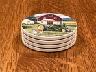 John Deere Tractor   Barn Drink Coasters  set Of 4  Stoneware   Cork