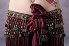 Women s Belly Dance Tribal Hip Scarf With Fringe Coins Flannel Skirt Wrap