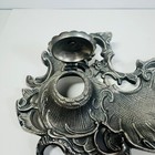 Vintage Art Nouveau Style Metal Ink Well With Tray