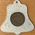 1904 St  Louis World   s Fair Souvenir Bell Indian Head Encased Penny Lucky Charm