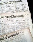Five 18th Century London Chronicles Pre Revolutionary War 1758-1768 Originals