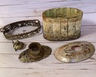 Antique Asian Chinese Scrimshaw Tea Caddy Signed Damaged Needs Repair