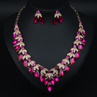Red Marquise Alloy Rhinestone Jewelry Set 2pcs Necklace Earrings Wedding Party
