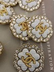 Lot Of 10  22mm Designer Button Pearl Chanel Button Replacement Gold Tone 