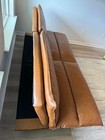 Mid-century Modern Convertible Futon Sofa Bed Faux Leather Convert Couch Camel