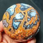 Top 442g Natural Polished Colorful Banded Agate Geode Ball Healing R2187