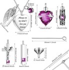5pcs Urn Necklace For Ashes Memorial Jewelry Heart Cross Stainless Steel  Purple