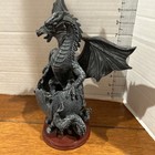 Black Dragon Hatching From Egg  Figurine Fantasy Statue   11  Tall