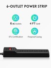 2 Pack Power Strip Surge Protector 4 Ft  6-outlet  980 Joules  Flat Plug  Wal   