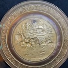Vintage Xlg Brass 20 5     Plate Foxhunting Embossed Made In England - Estate Find