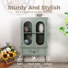 Display Cabinet Accent Storage Cabinet With 2 Glass Door Distressed Cabinet