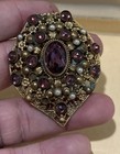 Vintage Beautiful Gold Tone Faux Pearl Rhinestone Fur Dress Clip As Is Read 