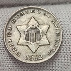 1852 Three Cent Silver Piece - Trime - Clashed Die    Type 1 - Choice Au - R52-t