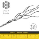 Wire Rope  1 16 Wire Rope  Stainless Steel 304 Wire Cable  328ft Length Aircr   