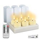 6pcs Rechargeable Flameless Flickering Led Candles Tea Lights With Timer Remote