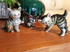 Cat Trio - Glossy Ceramic Cat Novelty  Vintage