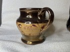 Antique Copper Luster Ware Pitcher Creamer Gold Tan  England 3-1 2    1840 s