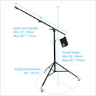 Set Of 2 Heavy Duty Light Stand  Black - 11 3   3 5m  - One-button Boom To Stand