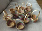 Lot Of 14 Varied Small Woven Wicker Baskets W  Handles Crafting Favors Vintage 