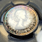 Toned Prooflike Silver 1958 Canada 25 Cents Quarter   Pcgs Pl65 Gem Bu