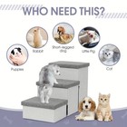 3-steps Foldable Dog Stairs For High Bed Sofa Pet Puppy Ramp W storage Non-slip