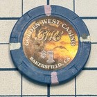 Golden West Casino  1 Poker Chip Bakersfield Ca Blue Clay Chip
