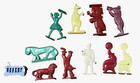 11pc Vtg Cracker Jack Circus   Menagerie Toy Prizes Stand-ups 40s   50s Nosco cj