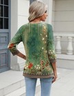 Womens 3 4 Sleeve V Neck Tunic Top Soft Stretchy Blouse For Casual Work Office