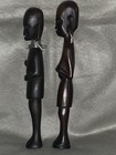 Vtg African Ebony Wood Besmo Hand Carved Mid-century Folk Art Tribal Figurines 