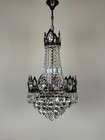 Vintage French Brass   Crystal Chandeliers Light Fixtures 1960   s