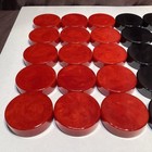 Vtg Crisloid 1 75    Bakelite Catalin Backgammon Checkers Swirled Red   Jet Black