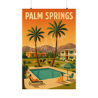 Palm Springs Travel Poster Vintage Style     1950s Mid-century Modern Resort Wall