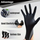 100 Pcs Nitrile Rubber Gloves M Size Powder Free Waterproof Black Unisex