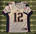 Reebok Authentic Rare Nfl New England Patriots Tom Brady  12 Silver Jersey Xl 48