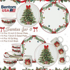16 Pcs Christmas Tree Dishes Dinnerware Set For 4 Guest Holiday Dinner Plates Ce