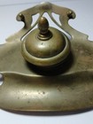 Antique 1890s Brass Desktop Inkwell   Pen Stand Ges-gesch Germany