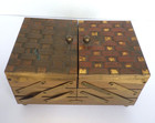 Vintage Brass Expanding 3 Tier Jewelry Trinket Basket Weave Box 6 Compartments