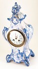 Rare Antique French Blue And White Royal Bonn Delftware Japy Movement Clock
