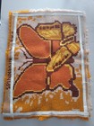 Vintage Double Butterfly Orange Yellow White Latch Hook Rug Finished