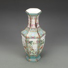 11 1  Chinese Qing Porcelain Gild 12 Zodiac Animal Six Sides Flower Vase